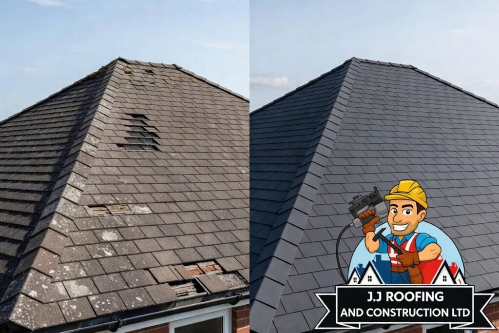 Best Roofing Company Harrow installing new tiled roof on residential property