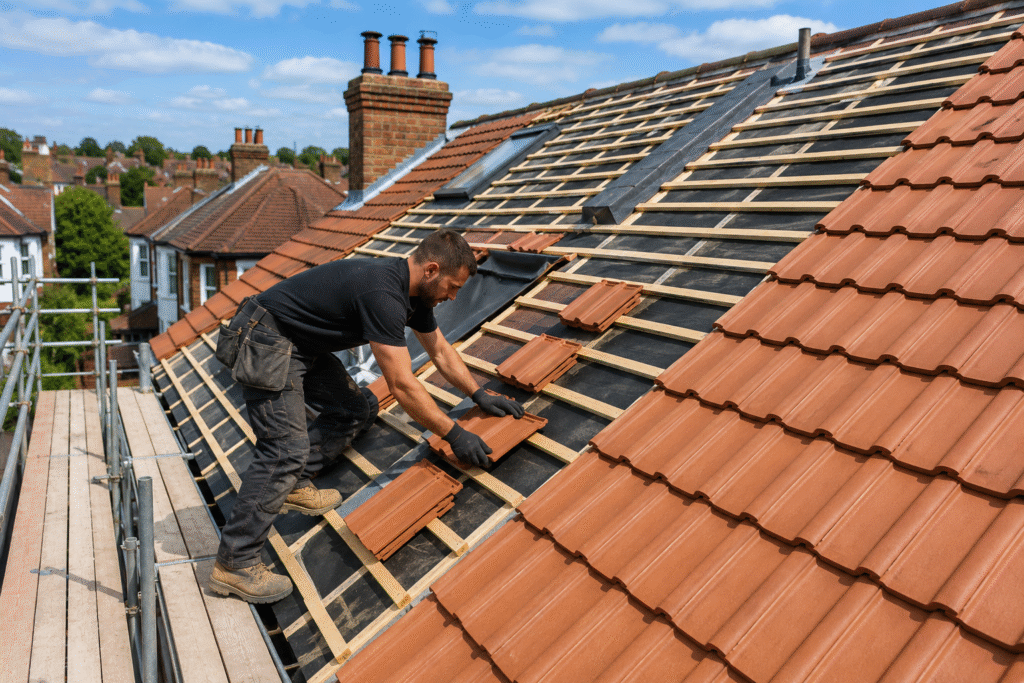 New roof installation Ealing covering on a rear extension