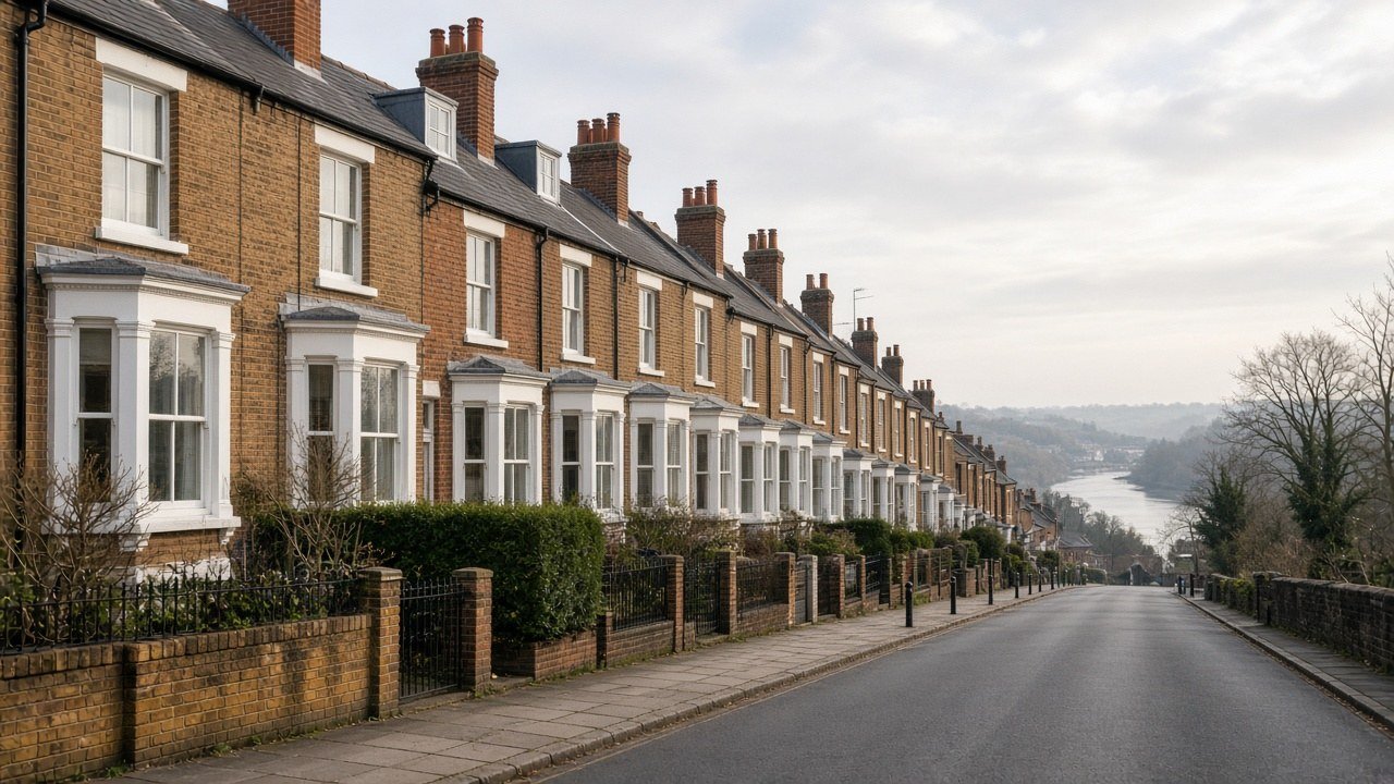 roofers Kingston street of pitched roofs near the Thames