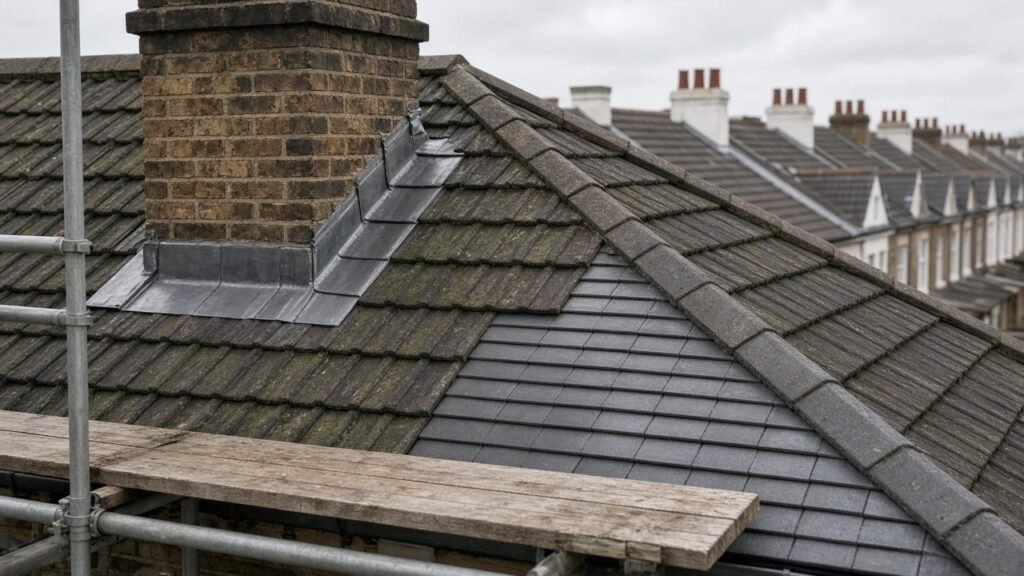 roof repair Putney new tiles and chimney lead flashing